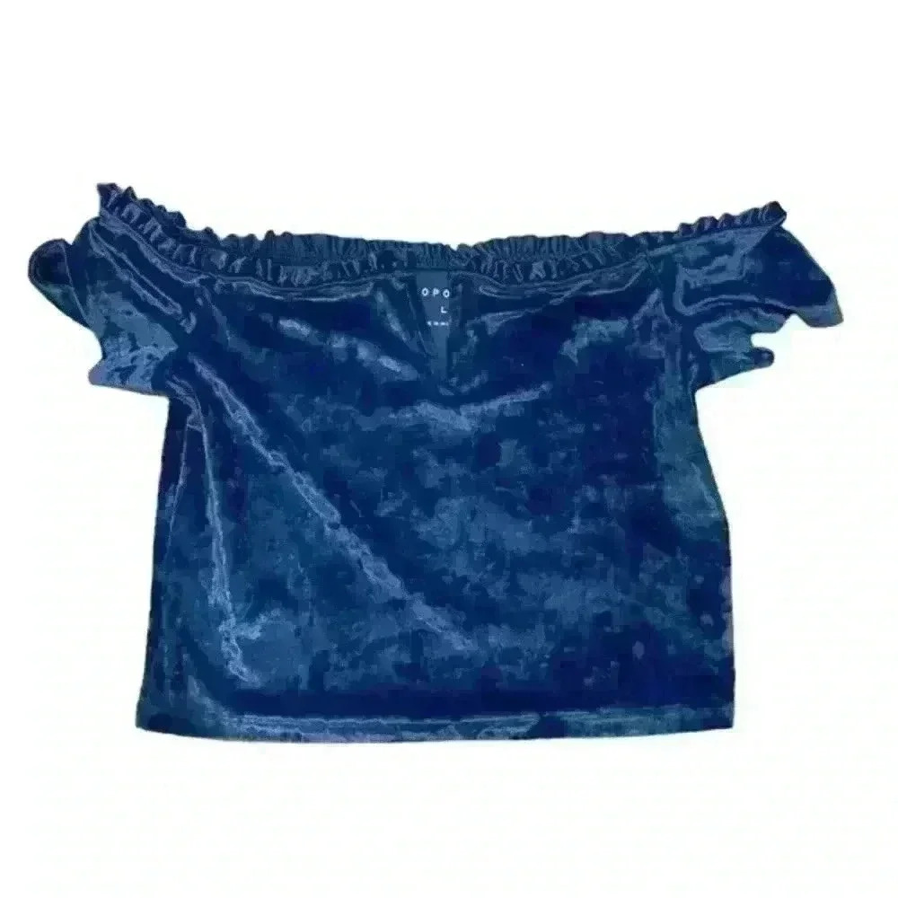 Aeropostale Blue Velvet Off-Shoulder Top